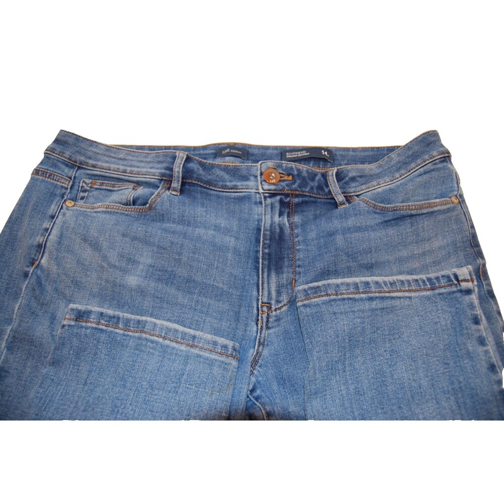 J Jill The Boyfriend Jeans Straight Leg Ankle Stretch Denim Blue Wash Size 14P
